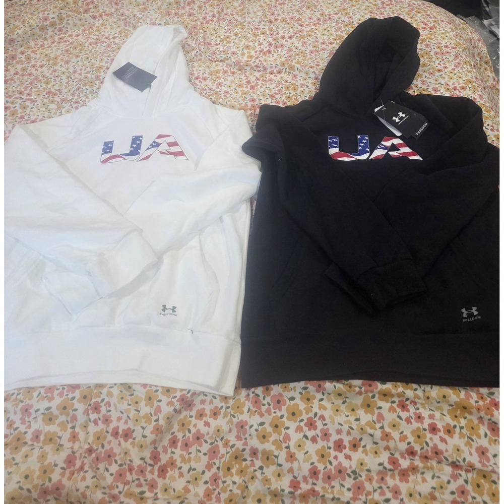 Bundle Under Armour Rival Fleece Freedom Wordmark Boys' Hoodie White/Black Small